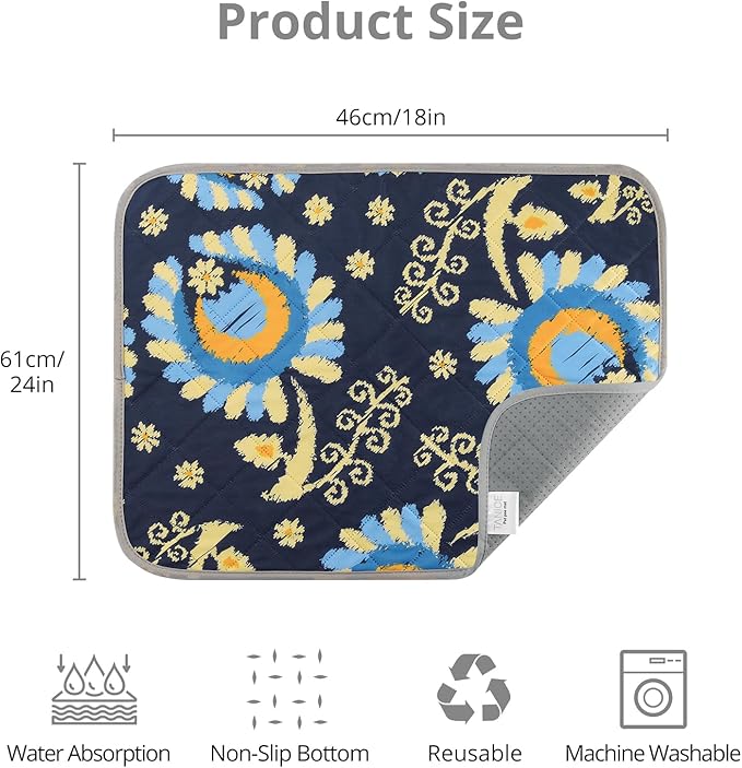 Tanice Guinea Pig Cage Liner, 2 Pack Guinea Pig Mats, Reusable Rabbit Cage Liner, Washable Guinea Pig Pee Pads for Small Animals 18" x 24"