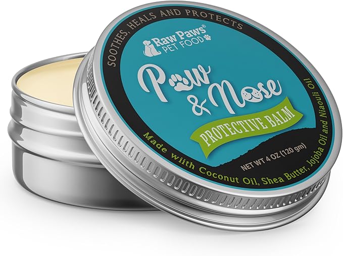 Raw Paws Paw Wax for Dogs & Nose Balm - Value Size (4-Ounce) - Paw Cream & Wax for Dry, Cracked Pads & Snouts - Dog Paw Balm - Paw Soother for Cats - Horse Hoof Care - Nose Butter for Bulldogs