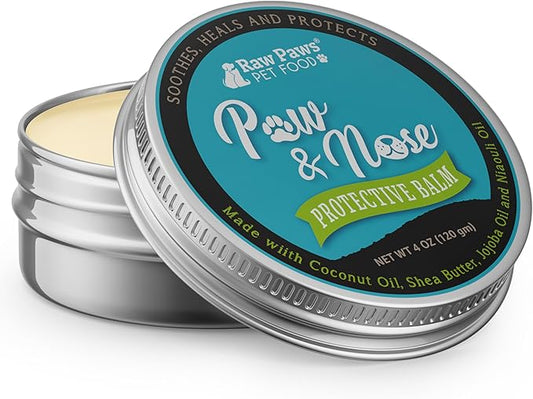 Raw Paws Paw Wax for Dogs & Nose Balm - Value Size (4-Ounce) - Paw Cream & Wax for Dry, Cracked Pads & Snouts - Dog Paw Balm - Paw Soother for Cats - Horse Hoof Care - Nose Butter for Bulldogs
