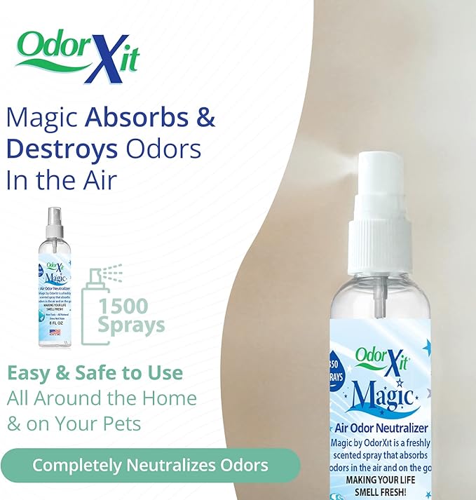 OdorXit Magic Air Odor Neutralizer Spray, Powerful Dog & Cat Urine Odor Neutralizer, Safe Air Refresher for Home, Safe Odor Absorber for Pet, Closet & Any Strong Odor Remover, 8oz