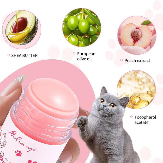 Paw Balm Dogs Lick Safe,Coconut Oil Natural Ingredients1.41oz, Pet Paw Wax moisturizer for Dogs,for Healing Cracked Dry Paws,Snouts & Elbows,Nose Butter for Dogs Cats, Relieves Odor,Pink