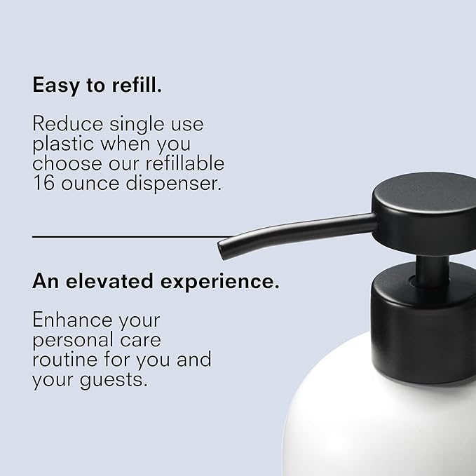 Public Goods Ceramic Hand Soap Dispenser Pump for Bathroom and Kitchen | Liquid Hand Soap Refill Bottle | Made Stoneware and Black Stainless Steel | 16 Oz Dispenser