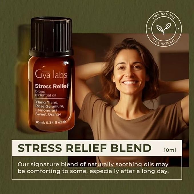 Stress Relief Oil Essential Oils Blend for Diffuser & Sleep Oil for Diffuser Set - Aromatherapy Grade Essential Oils Set - 2x10ml - Gya Labs