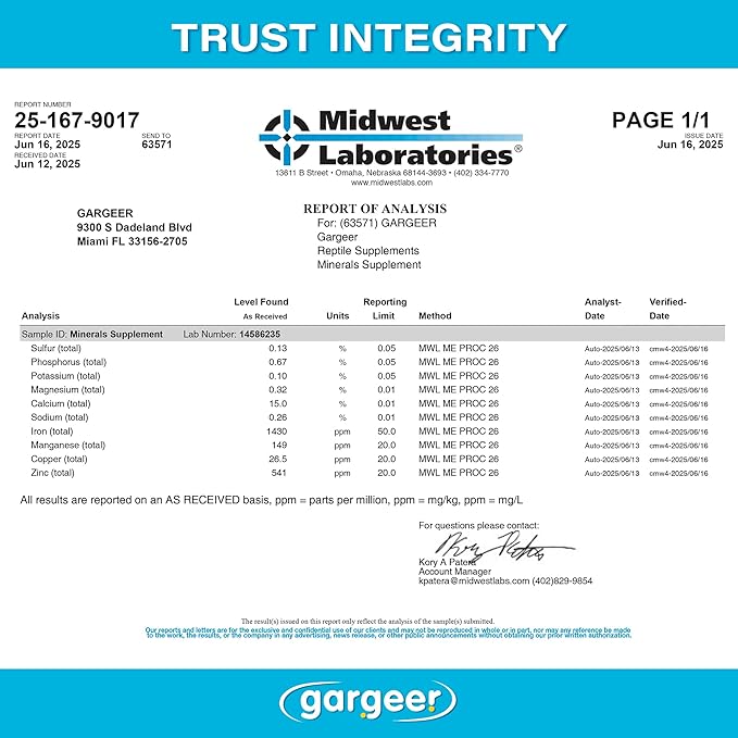 'Complete Minerals Plus' Supplement for All Reptiles | Supports Strong Bones, Shell, Skin, Muscle Function, Metabolism & Clay Minerals Boost | Lizards, Turtles & Tortoises | 3oz | Made in USA