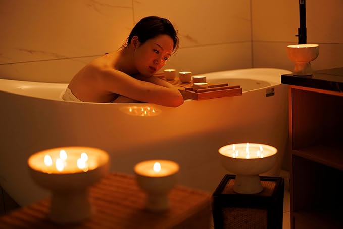 BLUEME Renew - Ivy & Rose, Luxury Candle w/Essential Oils, 6 Wick, Hand-Poured Soy, Cotton Wick, Ceramic