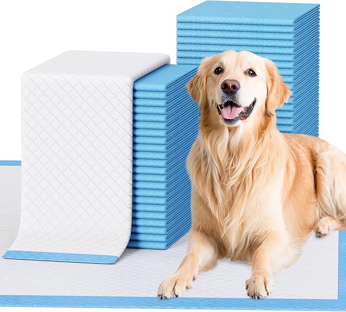 JollyMate Dog Pee Pads Extra Large 28"x34", 100 Pack X-Large Super Absorbent Pet Training Pads with Adhesive Tabs, 6 Layers Thick Leak-Proof Potty Pads for Dogs and Puppies