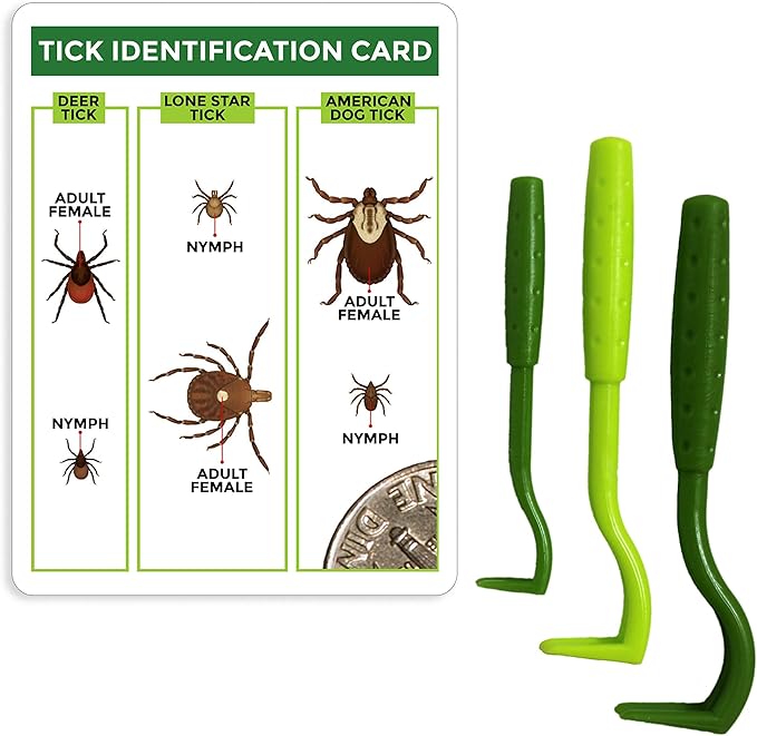 TickCheck Tick Remover Value 3 Pack - Tick Remover Tools + Tick Identification Card - for Humans, Dogs & Cats (5)
