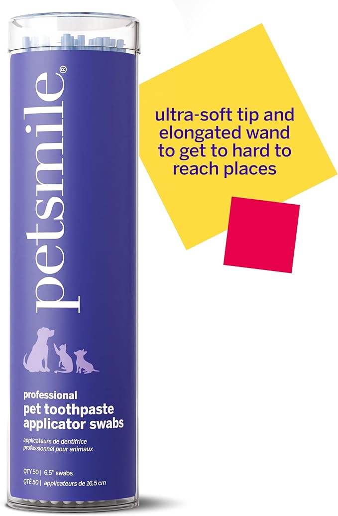 Petsmile Professional Pet Toothpaste Applicator Swabs - Cat & Dog Toothbrush Alternative - Dental Care for Small & Large Pets - Cat & Dog Teeth Cleaning - Dog Toothpaste Not Included (50 Swabs)