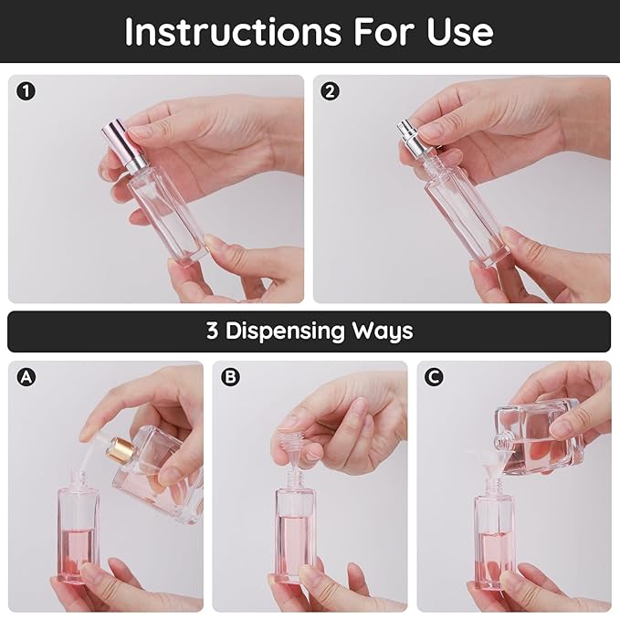 Segbeauty 2pcs Perfume Atomizer, 20ml Cologne Travel Bottle Refillable, Empty Small Perfume Spray Bottle Portable Fine Mist Perfume Making Kit Dispenser Refill Travel Bottles Container Sprayer