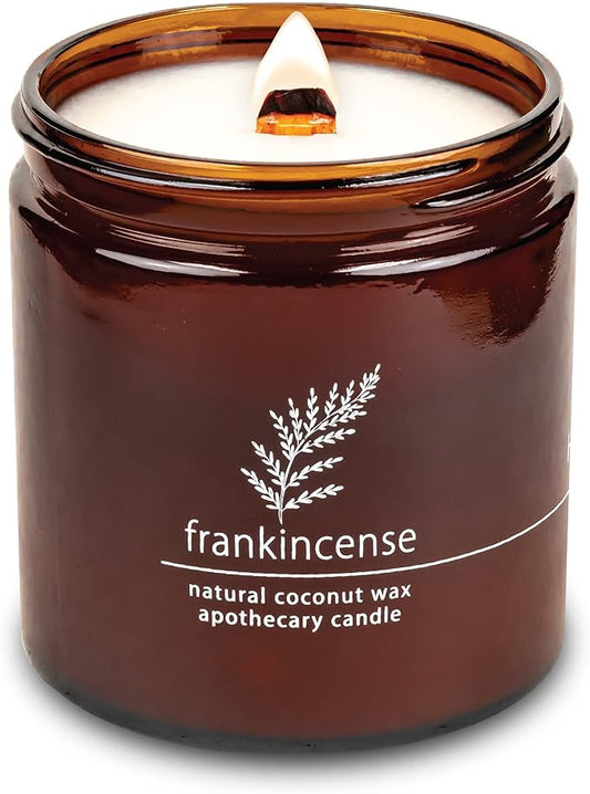 Hemlock Park Crackling Wood Wick Candle Handcrafted with Natural Coconut Wax (Large 16 oz, Frankincense)