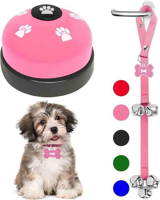 2 Pack Dog Door Bells Dog Doorbell to go Outside Puppy Train Bell for Dogs to Ring to go Potty Puppy Toilet Training Bell Jingle Bells for Door Knob Girl Puppy Essentials Accessories (Pink)