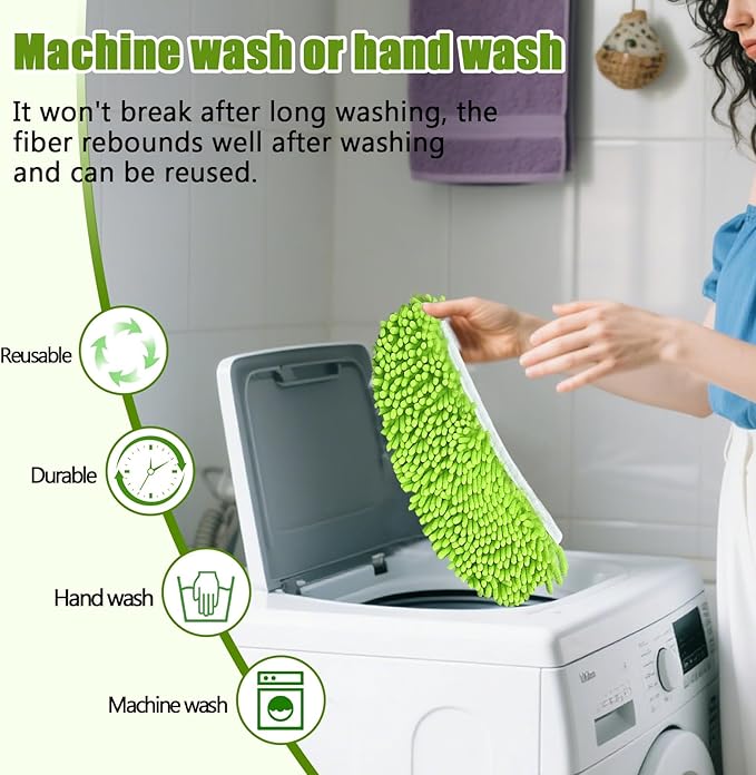 2PCS Reusable Microfiber Mop Pads Compatible with Swiffer XL,Reusable X-Large Dry Sweeping Cloths for Swiffer,XL Wet Pads Refills & XL Washable Wet Mopping Cloths for Hardwood Floor/Marble Cleaning