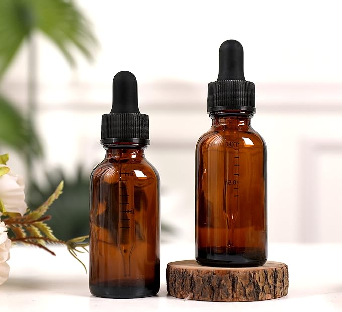 48 Pack,1oz Glass Dropper Bottle, Amber Tincture Bottles with Dropper,Pretty Finish for All Kinds of Liquids,Oil Bottles for Hair- Stronger Suction ideal for Leakproof Travel