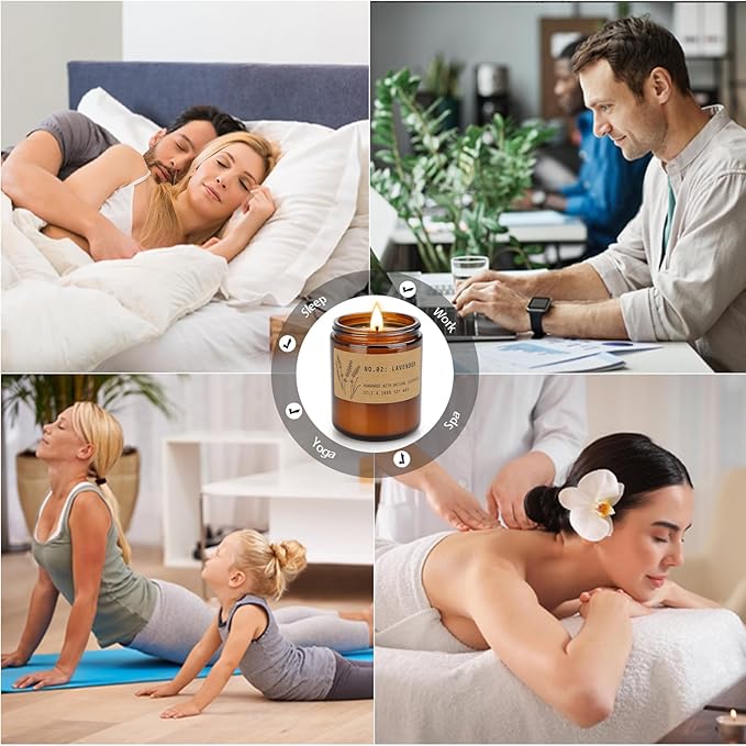 Soy Wax Candle Gift Set, 4 Pack Scented Candles for Home – Sandalwood & Fresh Rose, Lavender, Amber & Moss–Long Lasting Aromatherapy Candles for Stress Relief & Holiday Gifts for Family, Friends