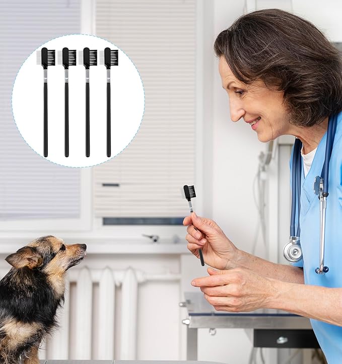 Dog Eye Comb for Small Dogs, 4Pcs dog Tear Stain Remover Comb Metal Flea for Gunk, Double-Headed Soft Bristles & Hard Teeth Grooming Tool for Puppies & Cats, Easy to Clean Black