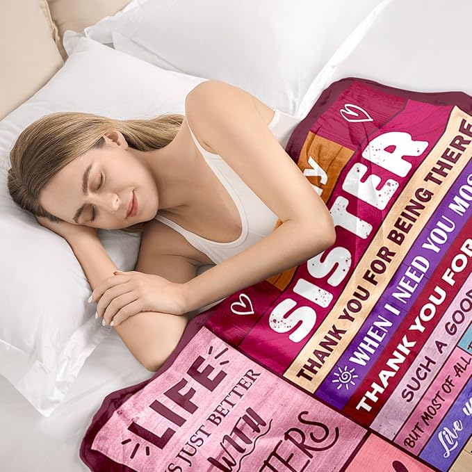 Sister Birthday Gifts - Sisters Gifts from Sister Adult - Sisters Blankets Gift for Women - Best Sister’s Ever Gift for Christmas Mothers Day & Valentines Day - to My Sister's Blanket 60"x80"