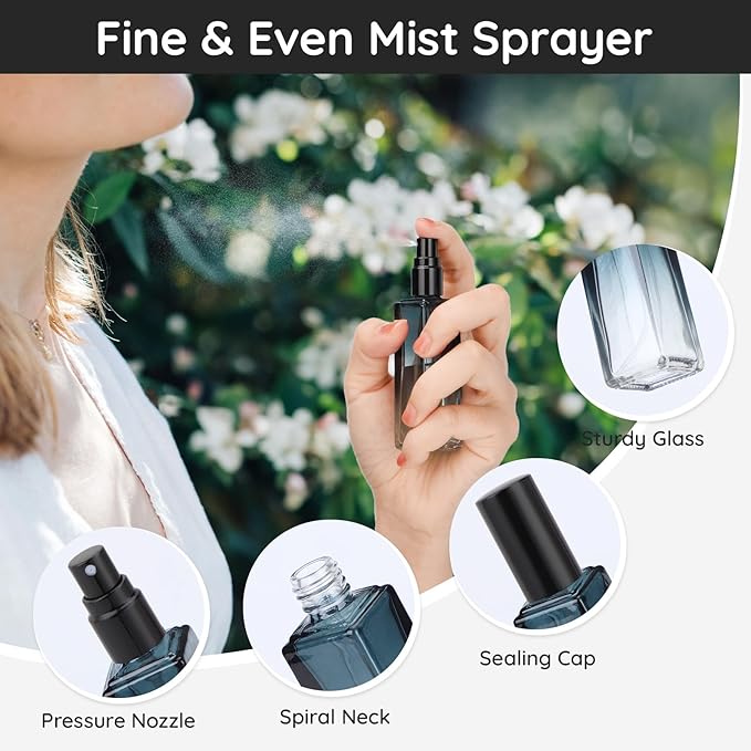 Segbeauty Glass Perfume Spray Bottle, 5 Pack of 20ML Mini Travel Atomizer Sprayer for Perfume, Empty Press Pump Bottle Refillable Cologne Dispenser Perfume Bottles Scent Sample Case Travel Must Have