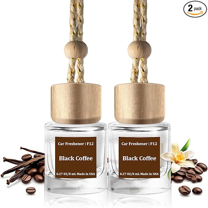 C Classy Car Air Freshener Hanging 2 Pack,Black Coffee Diffuser Oil for C ar,Long-Lasting Fragrance, Car Fresheners for Women & Men Gift, Made in USA