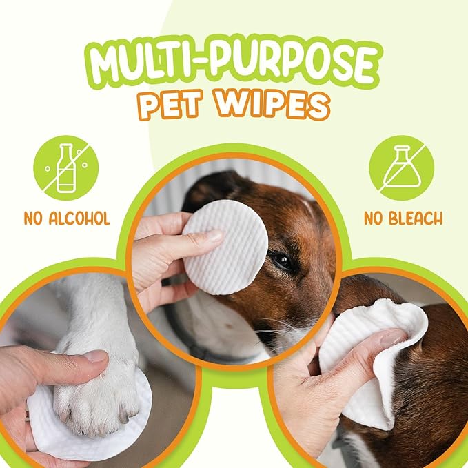 Pet Eye Wipes for Dogs & Cats | Gently Removes Tear Stains, Eye Debris, Discharge, Mucus Secretions | Chamomile Oil Pet Cleaning & Deodorizing Wipes for Eyes & Stains (100 Count)