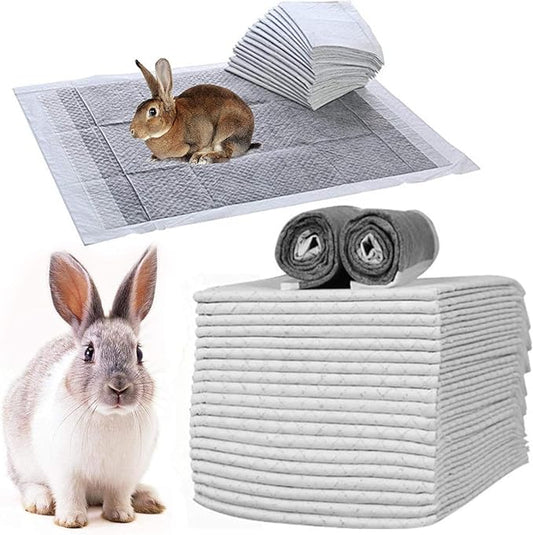 kathson 100PCS Rabbit Pee Pads 18×13in Disposable Guinea Pig Cage Liners Super Absorbent Black Carbon Odor-Control Bunny Training Pad with Quick-Dry Surface for Bunny Kitten Hedgehog Small Animals