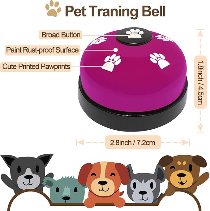 2 Pack Dog Bells, Puppy Potty Training Bell Dog Doorbell Potty Train Dog Bell for Potty Training Door Bells for Dogs to Ring to Go Outside Jingle Bells (Dark Purple)