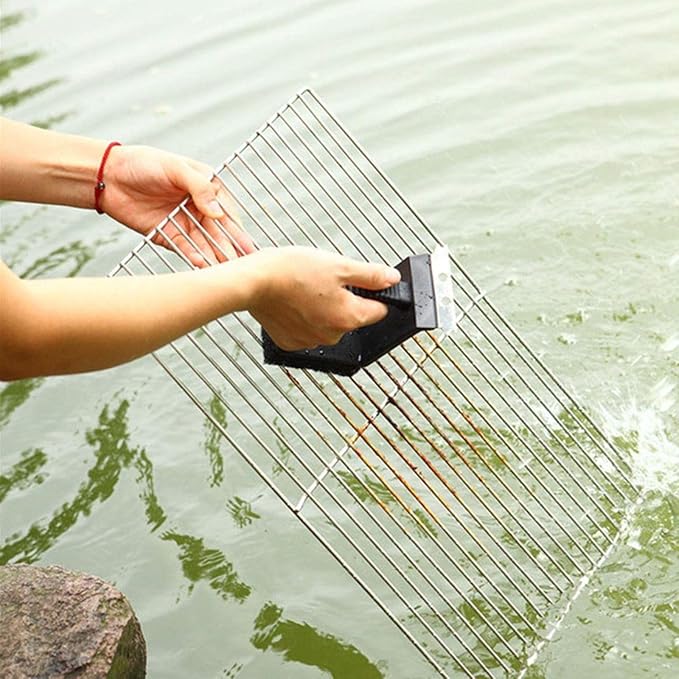 QBLEEV Bird Cage Cleaner, Bird Cage Cleaning Brushes, Multi-Function Stainless Steel Triangle Bird Cage Brush Set, Birdcage Cleaner Poop Off Scrub Brush Kit for Cleaning Bird Cage Perch Kennel