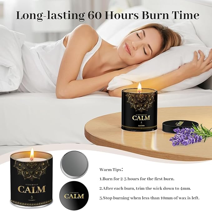 WarmEmbrace Scented Candles, 9 Oz Jar Candles for Home, Office, Meditation, Yoga, Candle Set for Women & Men, Birthday, Christmas, Anniversary, Valentine's Day Present, (2 Pack, Lavender & Vanilla)