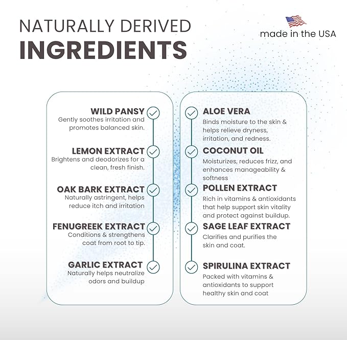 Lillian Ruff Waterless No-Rinse Dog Dry Shampoo Spray with Hydrating Essential Oils - pH-Balanced Dry Shampoo for Dogs - Clean, Condition, Detangle & Deodorize Dry, Sensitive Skin (Gallon)