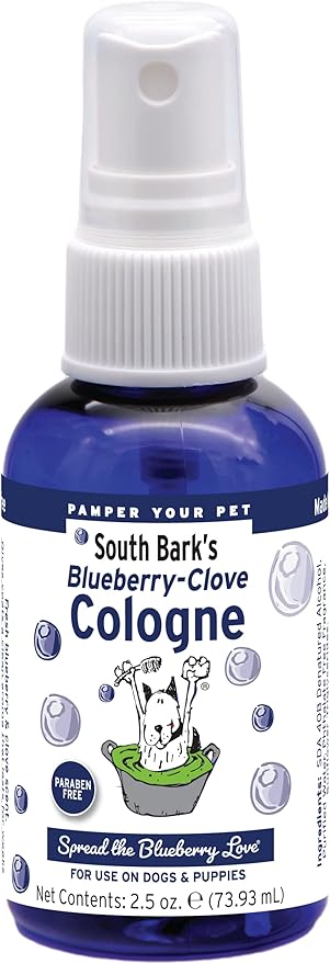 Showseason Animal Products South Bark's Blueberry Clove Dog Cologne 2.5 oz. | Dog Perfume Long Lasting | Deodorizing Spray | Made In The USA