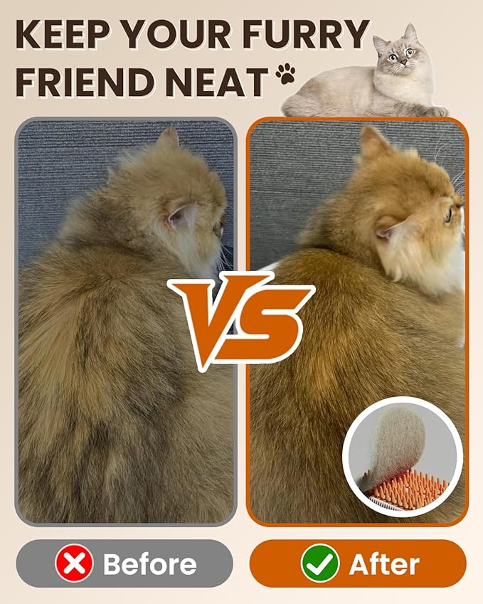 Cat Steam Brush for Shedding, Pet Steam Brush for Cats and Dog, 4 in 1 Rechargeable Cat Hair Brush, Spray Anti-Static, Massage, Cleaning, Shedding & Combing All In One, for Long & Short Haired Pets!