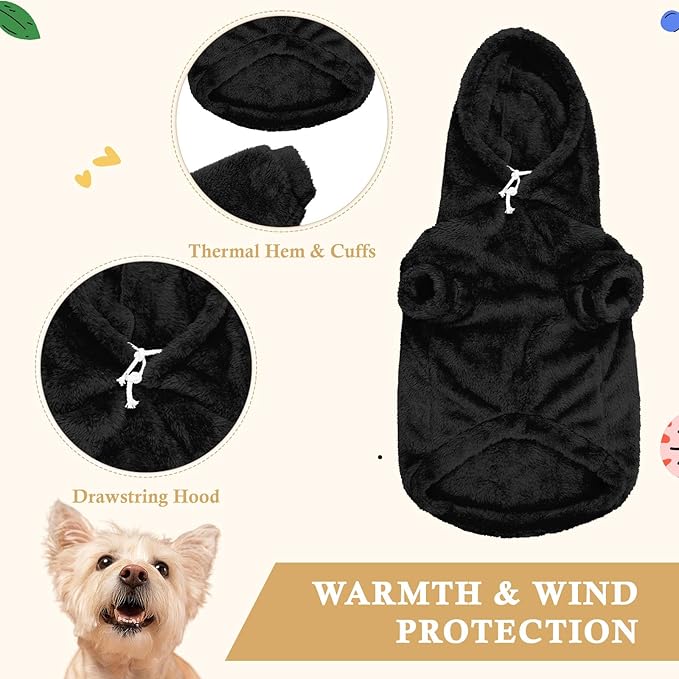 4XL Dog Sweaters for Large Dogs,Dog Hoodie,Warm Fuzzy Fleece Sweatshirt with Hood & Pocket,Leash Hole,Cozy Cold Weather Pet Clothes Sweater Hoodie for Large Dogs(Black,4XL)