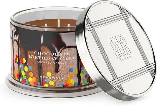 HomeWorx by SLATKIN + CO. Candle- Chocolate Birthday Cake, 18 oz. Premium Scented Candle - 30-55 Hours Burn Time