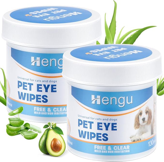 260Pcs Eyes Wipes for Dogs, Pet Tear Stain Remover Wipes, Pet Eye Wipes for Dogs & Cats, Hypoallergenic Soothing Cleansing Pet Wipes (130pcs x2)