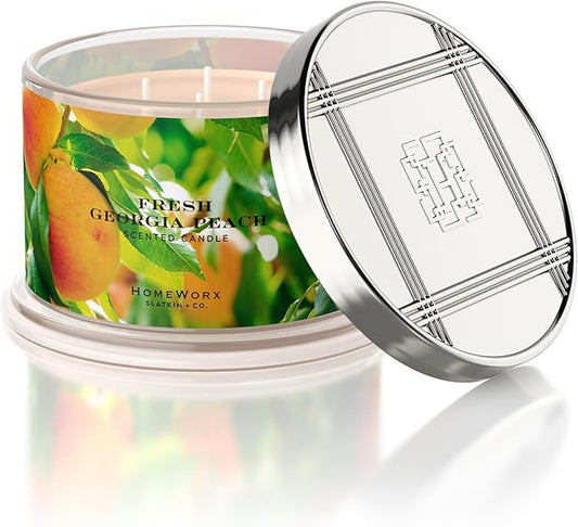 HomeWorx by SLATKIN + CO. Candle- Fresh Georgia Peach, 18 oz. Premium Scented Candle - 30-55 Hours Burn Time