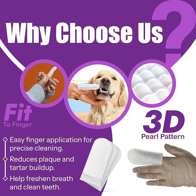DEVO-T 100% Natural Dog Teeth Cleaning Wipes Unscented | 100 Count | Pet Teeth Cleaning Finger Wipes for Dogs, Cats & Horses | Remove Bad Breath, Plaque & Tartar Buildup | Dog Dental Wipes Finger