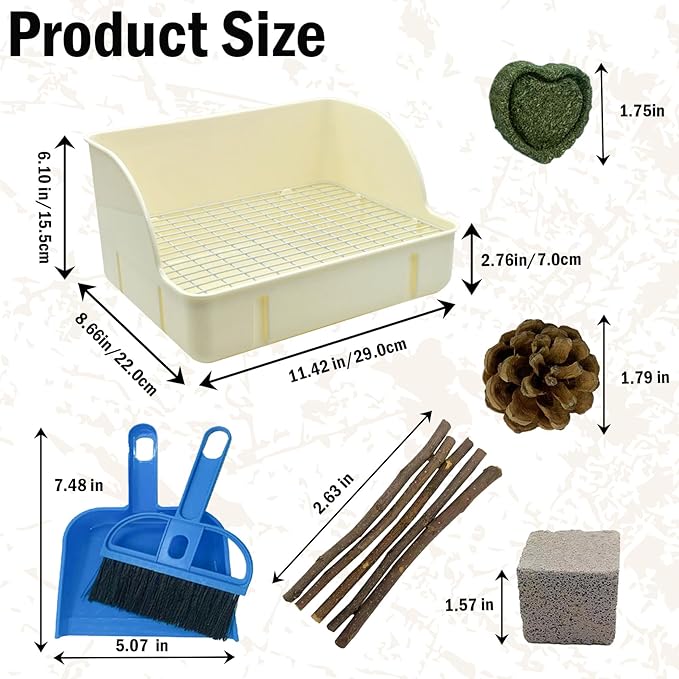 12Pcs Rabbit Litter Box for Cage, Bunny Potty Trainer Corner Guinea Pig Plastic Square Grate Toilet Pet Bedding Litter Box for Small Animal Ferret Hamster Hedgehog (White)