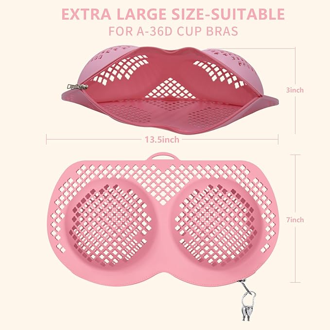 Bra Laundry Bag for Delicates, Machine Mesh Laundry Bags, Lingerie Protector for Bras, 2025 Upgrade No-Fallout Design - Lockable Zipper & 2 Keys for Bras, Underwear, Fits A-38DDCup