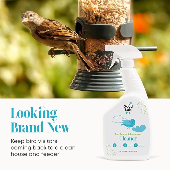 Good Salt Pet Bird Feeder & Birdhouse Cleaner, Natural Bird-Friendly Spray Formula, Made in the USA, 32 Ounce Bottle, 2-Pack