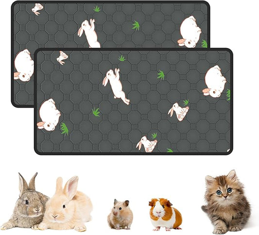 2-Pack Guinea Pig Cage Liner, 16in x 30in Fast Absorption Washable Bedding Pee Pads for Dogs Puppy Rabbit Small Animal Cage Mat, Leakproof & Non-Slip