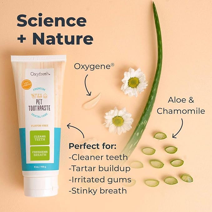 Oxyfresh Premium Dog & Cat Dental Gel Toothpaste - Best Teeth Cleaning Gel Helps Fight Plaque, Tartar and Freshen Bad Dog & Cat Breath - Best Pet Dental Care Toothpaste - 4oz