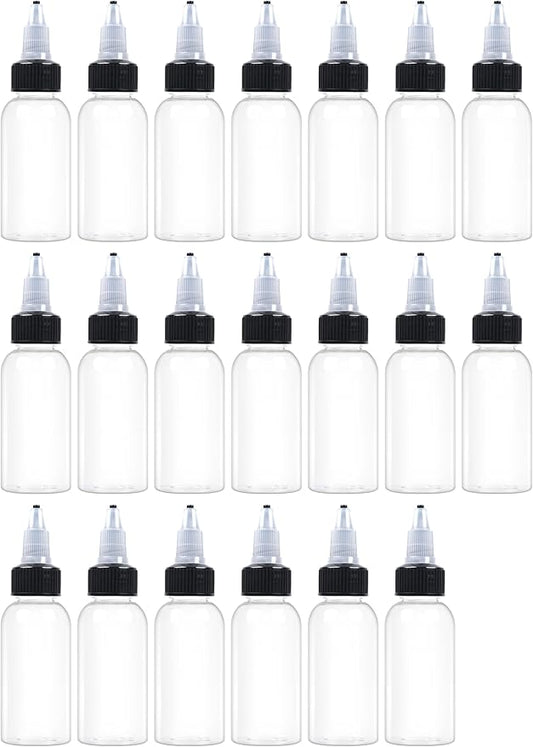 20 Pcs 1oz Plastic Squeeze Bottles with Twist Top Cap, 30ml Clear Dispensing Bottles, Empty Squirt Bottle for Liquids, Sauces, Arts, Crafts, Travel