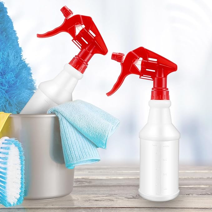 10 Pack Spray Bottles 16 oz Empty Water Spray Bottles for Cleaning Heavy Duty Refillable Squirt ‌Container with Measurements Adjustable Nozzle for Household(Red)