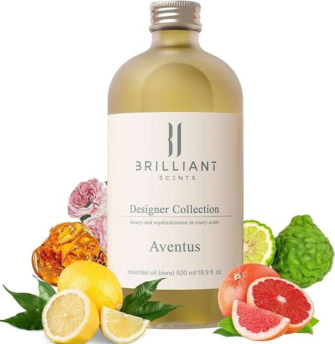 Brilliant Scents Diffuser Oil Refill, Inspired by Creed Aventus Designer Collection Aroma Scents, Essential Oils Set for Home, Fragrance Oil for Candle Making, Hotel, 50ML, Aventus