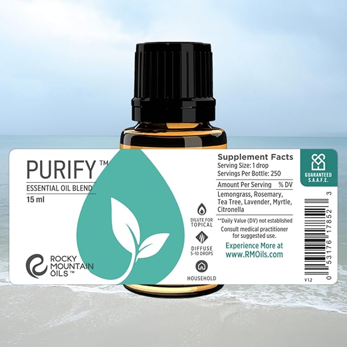 Rocky Mountain Oils Purify Essential Oil Blend 15ml - Organic, Diffuser Oil, Frankincense, Sage Oil Pure Essential Oils for Diffuser and Aromatherapy, Perfect for Hotel, Spa, Diffuser Oil