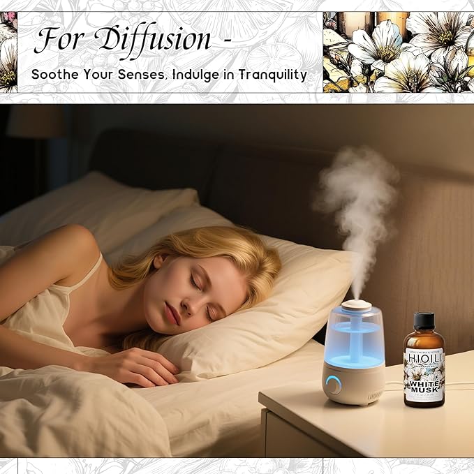HIQILI White Musk Fragrance Oil, Candle Scents for Candle Making, Soap Making Supplies, Musk Perfume for Women, for Diffuser Use - 1 Fl Oz