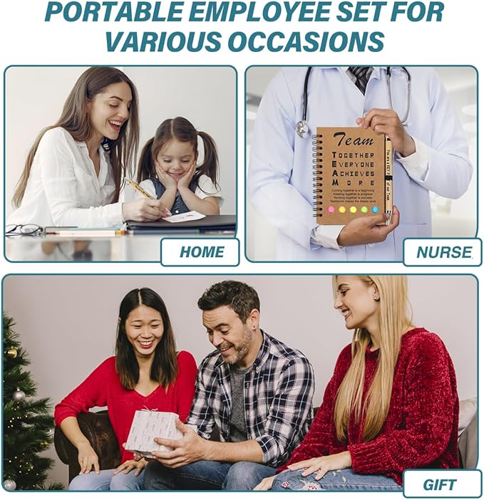 30 Sets Employee Appreciation Gifts Bulk Team Together Thank You Gifts Inspirational Spiral Notebook with Sticky Note Motivational Bamboo Pens for Team Nurse Teacher Employees Coworker