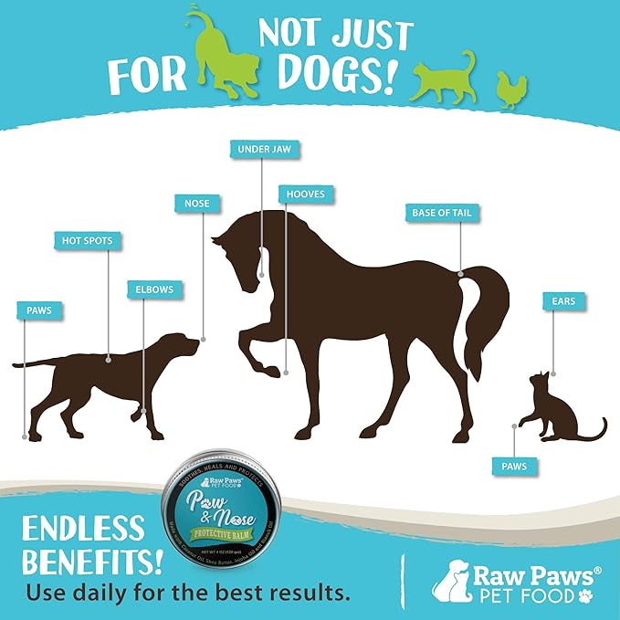 Raw Paws Paw Wax for Dogs & Nose Balm - Value Size (4-Ounce) - Paw Cream & Wax for Dry, Cracked Pads & Snouts - Dog Paw Balm - Paw Soother for Cats - Horse Hoof Care - Nose Butter for Bulldogs