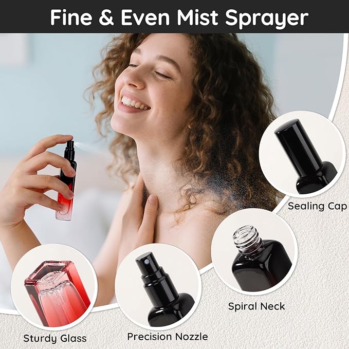 Segbeauty 2 Packs 0.5oz Perfume Bottles Empty, 15ML Portable Glass Cologne Sprayer, Refillable Spray Bottle for Liquid Cosmetic, Mini Travel Size Perfume Atomizer Sample Container for Frangrance