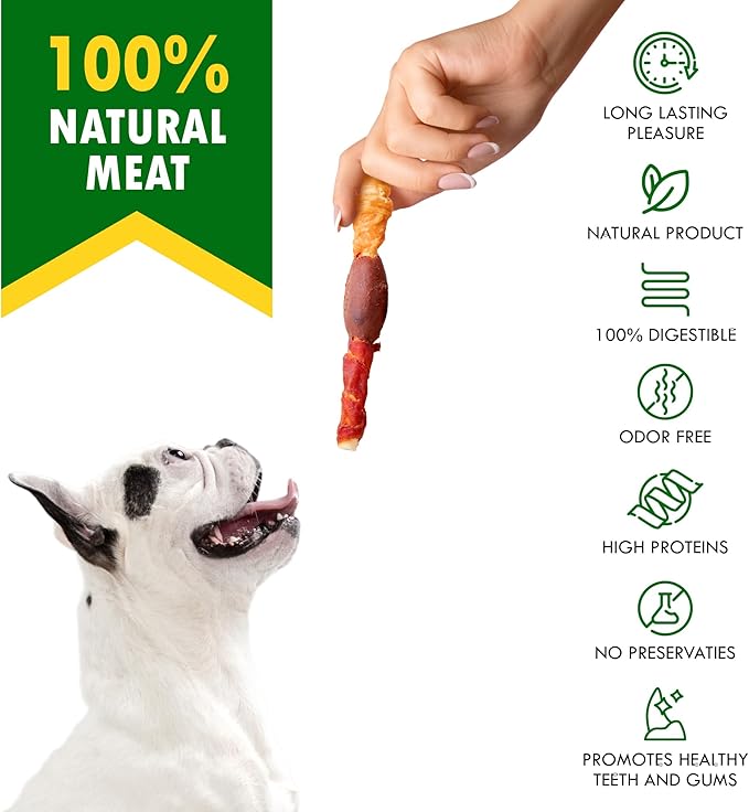 Dog Treats Rawhide Sticks Wrapped with Chicken 10.6 oz Pet Natural Chew Treats - Grain Free Meat & Human Grade Dried Snacks - Best for Small & Large Dogs (10.6 Ounce (Pack of 1), Triple Sticks)