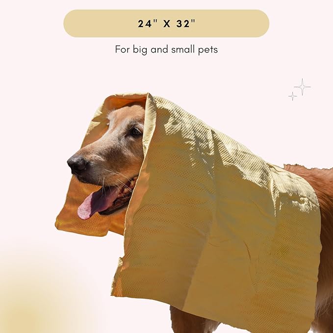 HydroSwipe for Dogs - Chamois Cloth for Drying Pets - Super Absorbent, Soft, and Large Towel 24" x 32" - Odor Resistant, Reusable, and Dries Stiff to Stay Fresh